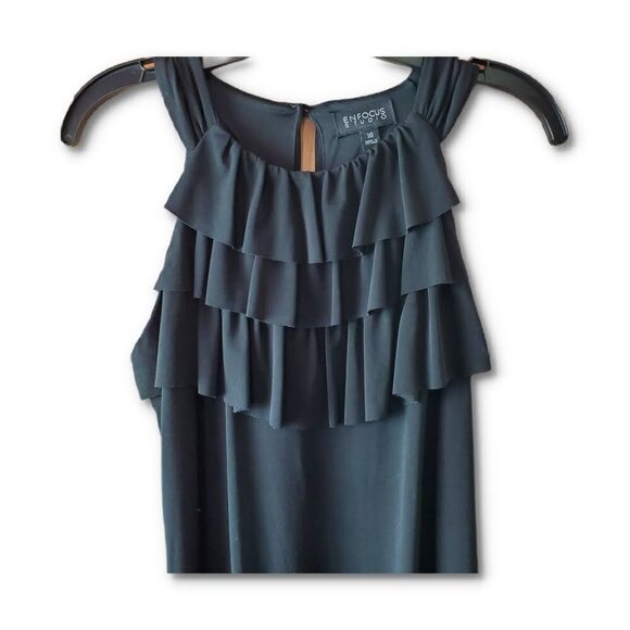 🏆301 Enfocus Studio Black Ruffle Sleeveless Dress - Picture 4 of 6